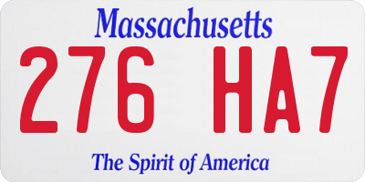 MA license plate 276HA7