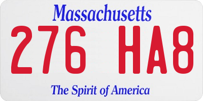 MA license plate 276HA8