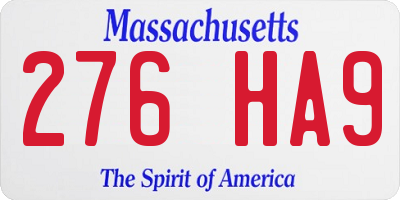 MA license plate 276HA9