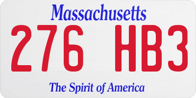 MA license plate 276HB3