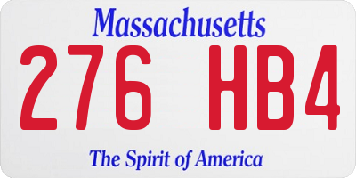 MA license plate 276HB4