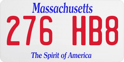 MA license plate 276HB8