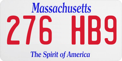 MA license plate 276HB9