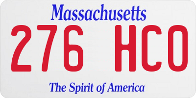 MA license plate 276HC0
