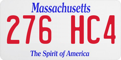 MA license plate 276HC4