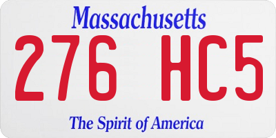 MA license plate 276HC5