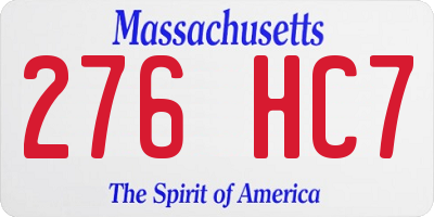MA license plate 276HC7