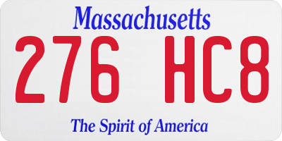 MA license plate 276HC8