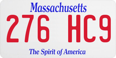MA license plate 276HC9