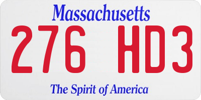 MA license plate 276HD3