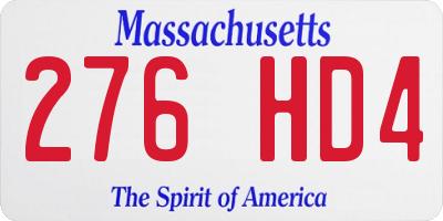 MA license plate 276HD4