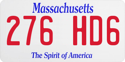 MA license plate 276HD6