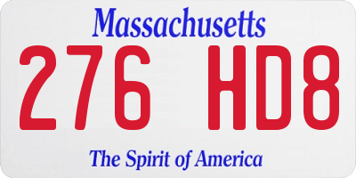 MA license plate 276HD8
