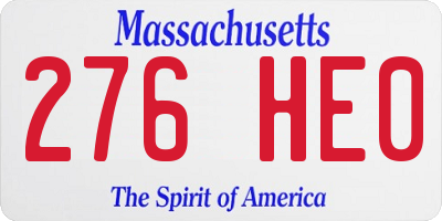 MA license plate 276HE0