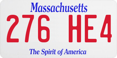 MA license plate 276HE4
