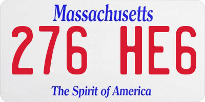 MA license plate 276HE6