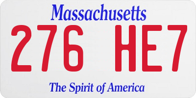 MA license plate 276HE7