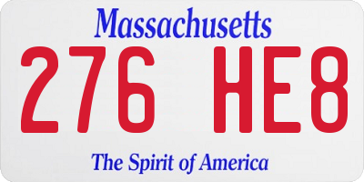 MA license plate 276HE8
