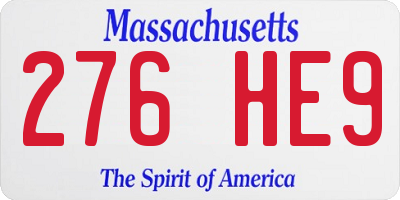 MA license plate 276HE9