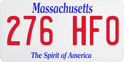 MA license plate 276HF0
