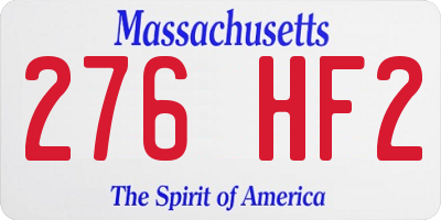 MA license plate 276HF2