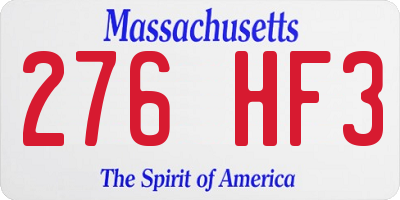 MA license plate 276HF3