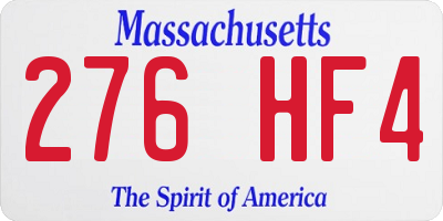 MA license plate 276HF4