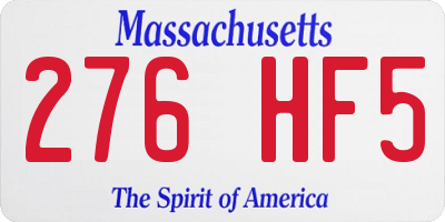 MA license plate 276HF5