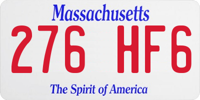 MA license plate 276HF6