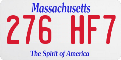 MA license plate 276HF7