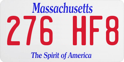 MA license plate 276HF8