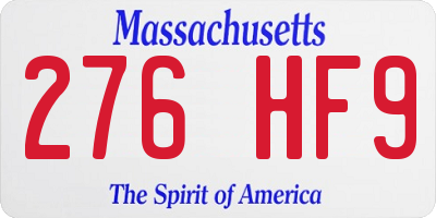 MA license plate 276HF9