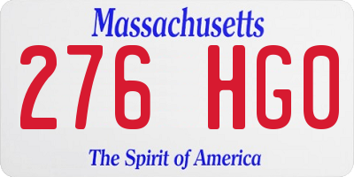 MA license plate 276HG0