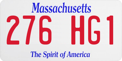 MA license plate 276HG1
