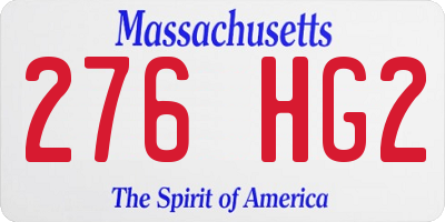 MA license plate 276HG2