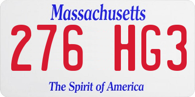 MA license plate 276HG3