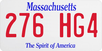 MA license plate 276HG4