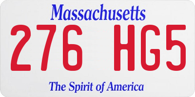 MA license plate 276HG5