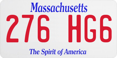 MA license plate 276HG6