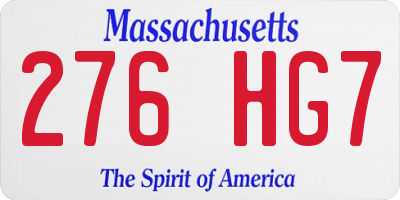 MA license plate 276HG7