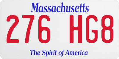 MA license plate 276HG8