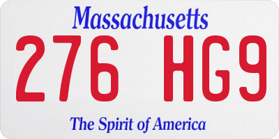 MA license plate 276HG9