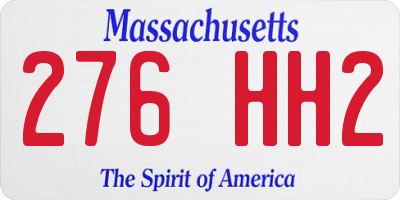 MA license plate 276HH2