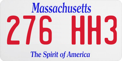 MA license plate 276HH3