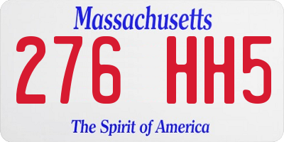 MA license plate 276HH5