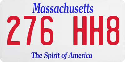 MA license plate 276HH8