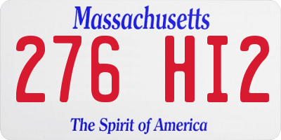 MA license plate 276HI2
