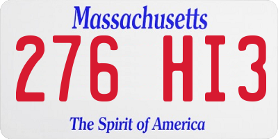 MA license plate 276HI3