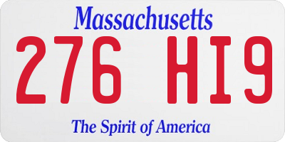 MA license plate 276HI9