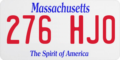 MA license plate 276HJ0